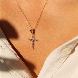 Crucifix of christ cross 14k real solid gold CHARM